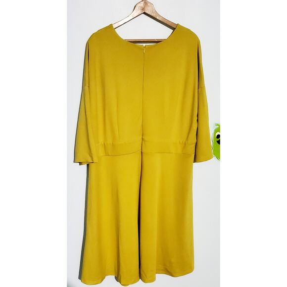 Eloquii Womens Golden Yellow Long Sleeve Dress Size 22 Fall Wedding Guest Office - Picture 2 of 4